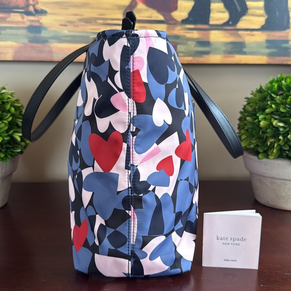 KATE SPADE ♠️ New York "Taylor" MULTI HEART PARTY TOTE BAG ❤️LIKE NEW❤️ - Picture 10 of 17